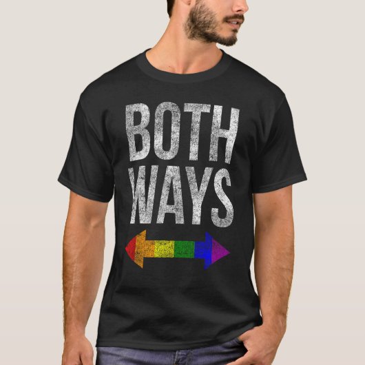 LGBT Pride Both Ways Bisexual Rainbow Arrow Human  T-shirt (Voorkant)