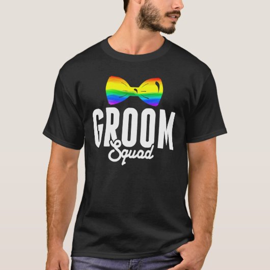 LGBT Pride Bruidegom Squad Heren Gay Afscheidsfees T-shirt (Voorkant)