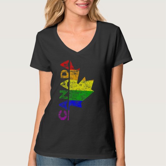 Lgbt Pride Canadian Flag Canada Rainbow Gay Suppor T-shirt (Voorkant)