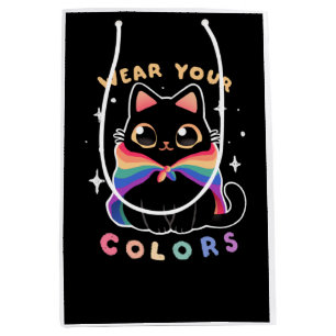 LGBT Pride Cat - Kawaii Rainbow Kat - Draag uw Medium Cadeauzakje
