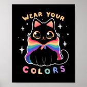 LGBT Pride Cat - Kawaii Rainbow Kat - Draag uw Poster (Voorkant)