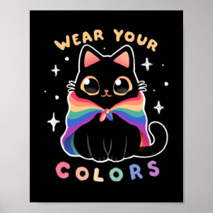 LGBT Pride Cat - Kawaii Rainbow Kat - Draag uw Poster