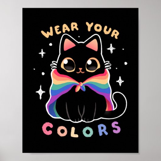 LGBT Pride Cat - Kawaii Rainbow Kat - Draag uw Poster (Voorkant)