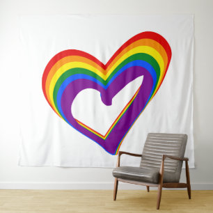 LGBT Pride Colorful Rainbow Flag Heart Gay Love Wandkleed