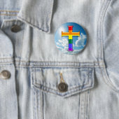 LGBT Pride Cross Ronde Button 5,7 Cm (In situ)