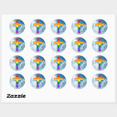 LGBT Pride Cross Ronde Sticker (Vel)