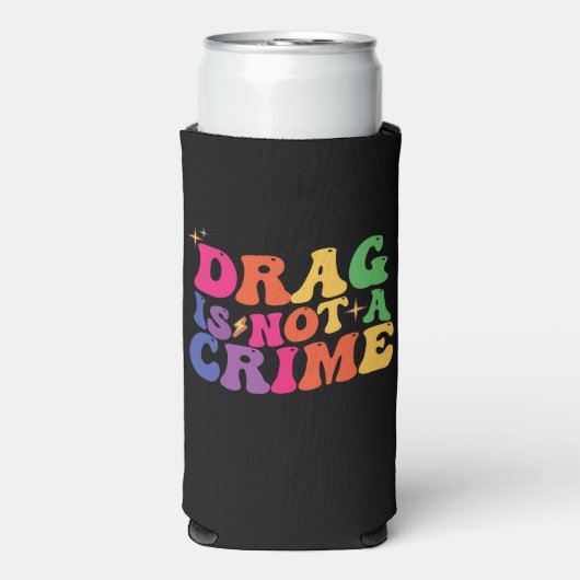 LGBT Pride DRAG IS GEEN CRIMINALITEITSSTEUN Seltzer Blikjeskoeler (Seltzer Voorkant)