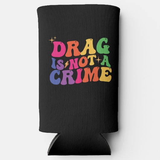 LGBT Pride DRAG IS GEEN CRIMINALITEITSSTEUN Seltzer Blikjeskoeler (Voorkant)