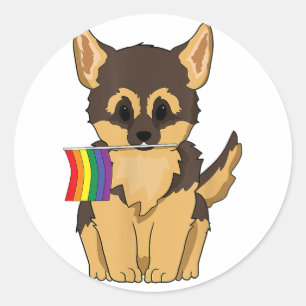 LGBT Pride Duitse Herder Hond regenboog vlag Gay L Ronde Sticker