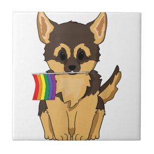 LGBT Pride Duitse Herder Hond regenboog vlag Gay L Tegeltje