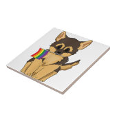 LGBT Pride Duitse Herder Hond regenboog vlag Gay L Tegeltje (Zijkant)