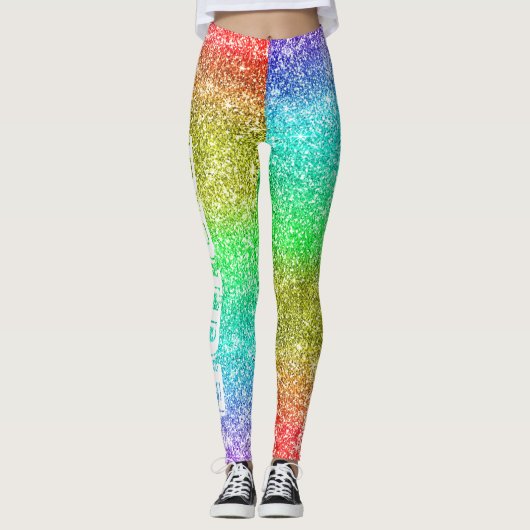 LGBT Pride Faux Glitter Rainbow Leggings (Voorkant)