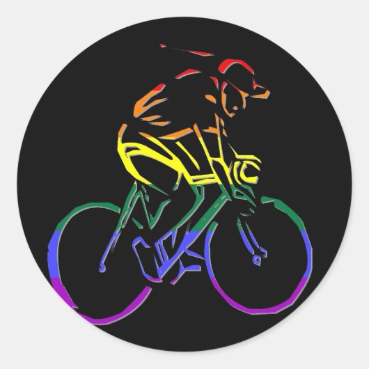 LGBT Pride Fietser Ronde Sticker (Voorkant)