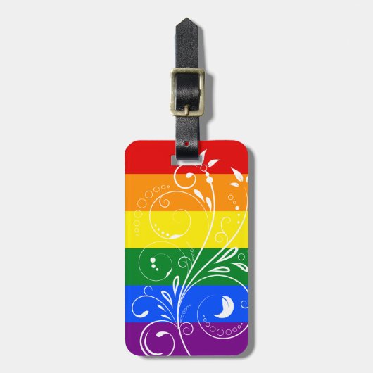 LGBT Pride Flag  Floral Bloom Bagagelabel (Voorkant verticaal)
