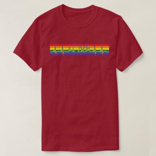 LGBT Pride Flag LOVE EKG T-shirt (Design voorkant)