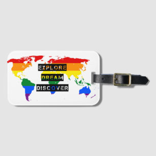LGBT Pride Flag Wereldkaart Bagagelabel Typografie