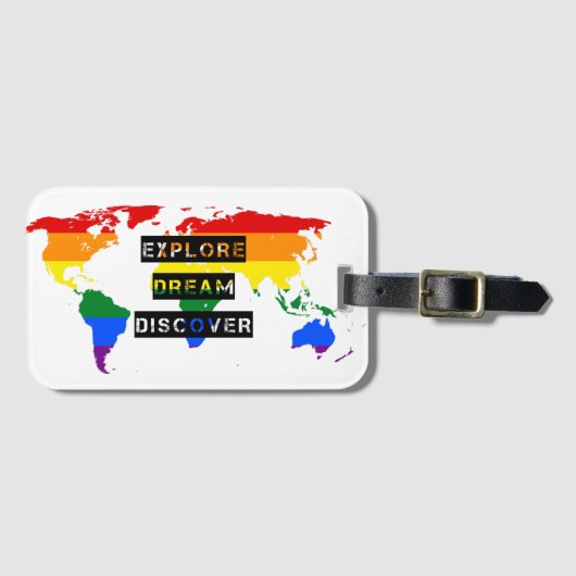 LGBT Pride Flag Wereldkaart Bagagelabel Typografie (Voorkant (horizontaal))