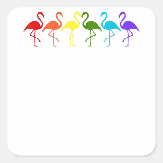 LGBT Pride Flamingos in vlag-kleuren Vierkante Sticker (Voorkant)
