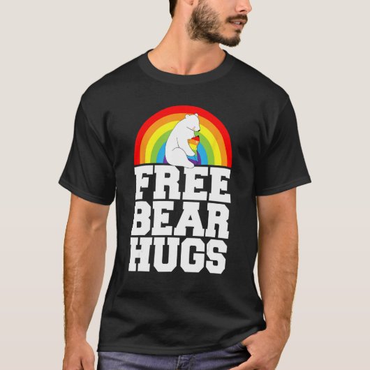 LGBT Pride Free Bear Hugs Rainbow Support Human Ri T-shirt (Voorkant)