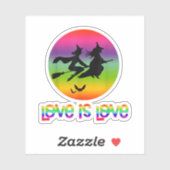 Lgbt Pride Gay Halloween Two Witches Love Is Love Sticker (Vel)