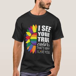 LGBT Pride Gay Lesbisch Modern Regenboog Zonnebloe T-shirt