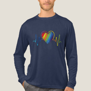 LGBT Pride Gay Lesbisch Moderne Regenboog Hartslag Tri-Blend Shirt