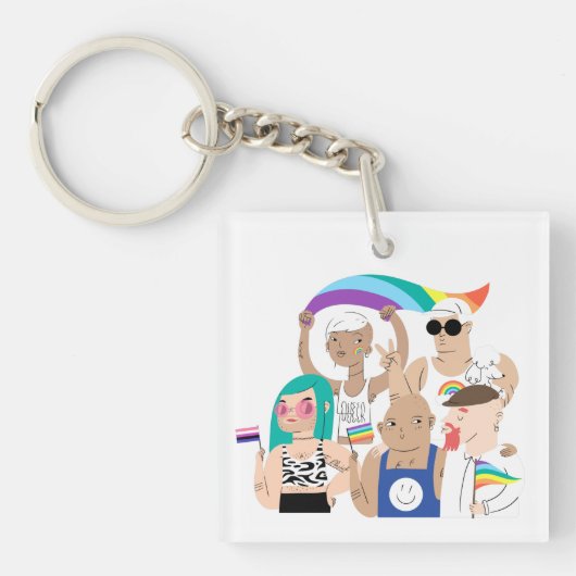 LGBT+Pride. GAY-liefde. Regenboogvlag. Keycha Sleutelhanger (Voorkant)