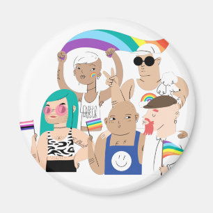 LGBT+Pride. GAY-liefde. Regenboogvlag. Magneet