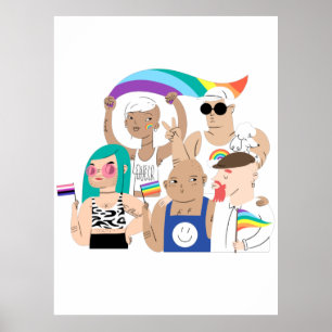 LGBT+Pride. GAY-liefde. Regenboogvlag. Poster