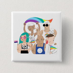 LGBT+Pride. GAY-liefde. Regenboogvlag. Vierkante Button 5,1 Cm