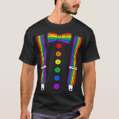 LGBT Pride Gay Rainbow Tuxedo Suspenders T-standa T-shirt (Voorkant)