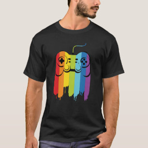 LGBT Pride Gaymer Gamer Moderne Regenboog Controll T-shirt