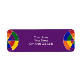 LGBT Pride Geometrische Rainbow Circles op Paarse Etiket