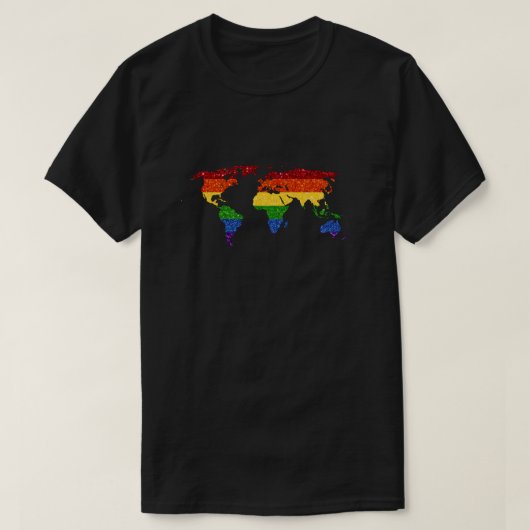 LGBT Pride Glitter-Wereldkaart T-shirt (Design voorkant)