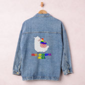 LGBT Pride Gratis Oma Hugs Llama Regenboog Familie Denim Jacket (Hangar)