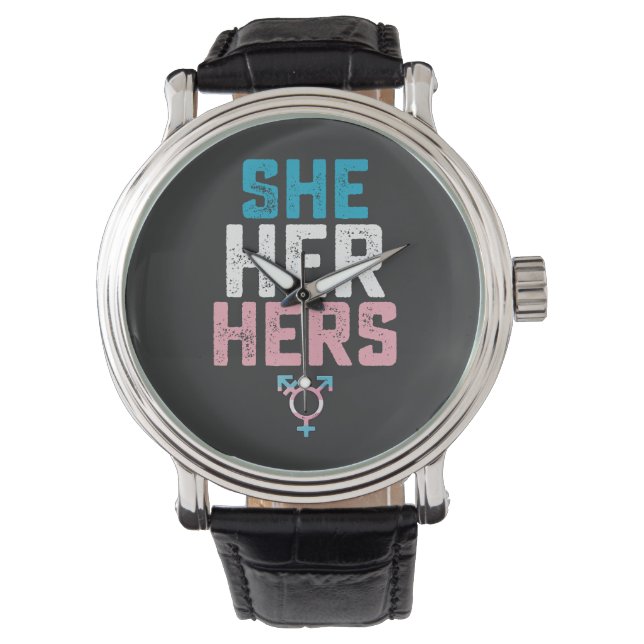 LGBT Pride haar haar transgenderspronouns Horloge (Voorkant)