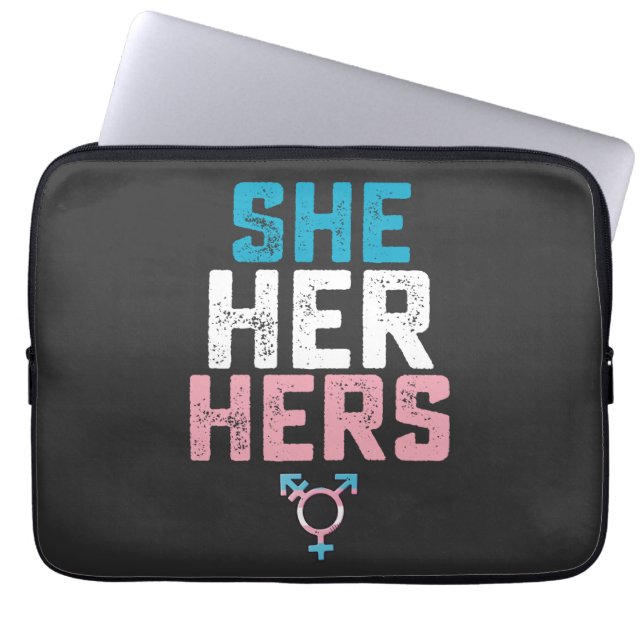 LGBT Pride haar haar transgenderspronouns Laptop Sleeve (Voorkant)