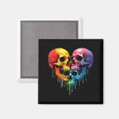 Lgbt Pride Halloween Horror Skeleton Skull Rainbow Magneet (Voorkant / Achterkant)