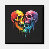 Lgbt Pride Halloween Horror Skeleton Skull Rainbow Magneet (Voorkant)