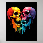 Lgbt Pride Halloween Horror Skeleton Skull Rainbow Poster (Voorkant)