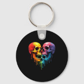 Lgbt Pride Halloween Horror Skeleton Skull Rainbow Sleutelhanger (Voorkant)