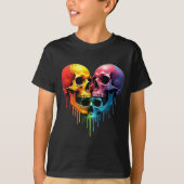 Lgbt Pride Halloween Horror Skeleton Skull Rainbow T-shirt (Voorkant)