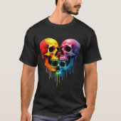 Lgbt Pride Halloween Horror Skeleton Skull Rainbow T-shirt (Voorkant)