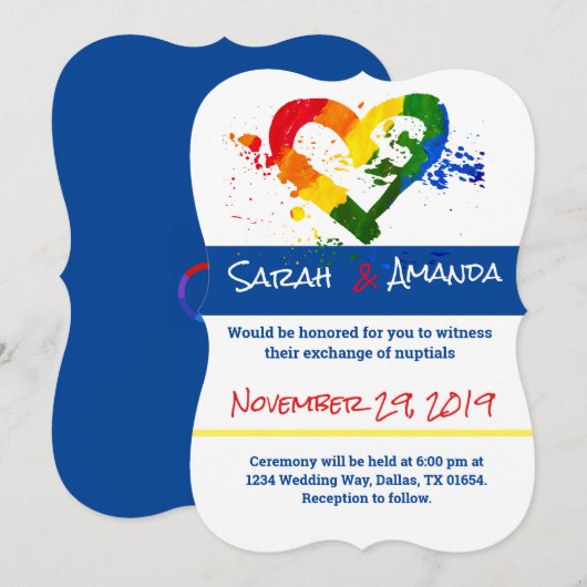 LGBT Pride Hart Trouw Uitnodiging (Voorkant / Achterkant)