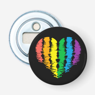 LGBT+pride. Hartregenboog. Button Flesopener