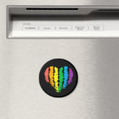LGBT+pride. Hartregenboog. Button Magneet (Insitu (Vaatwasser))