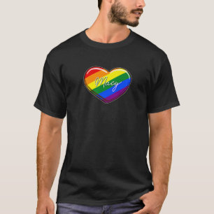 LGBT Pride Heart - First Name "Macy" Rainbow Heart T-shirt