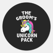 LGBT Pride Heren Afscheidscadeau Eenhoorn Pak Ronde Sticker (Voorkant)