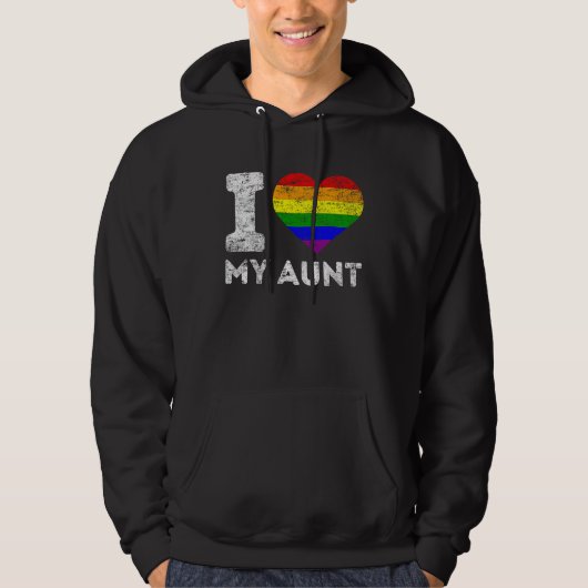 LGBT Pride I Love My Aunt Rainbow Flag Support Fam Hoodie (Voorkant)