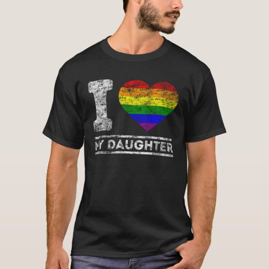 LGBT Pride I Love My Daughter Rainbow Support Fami T-shirt (Voorkant)